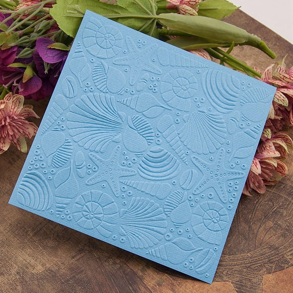 3D Plastic Embossing Folder Sea Star Shell Texture for DIY Scrapbooking