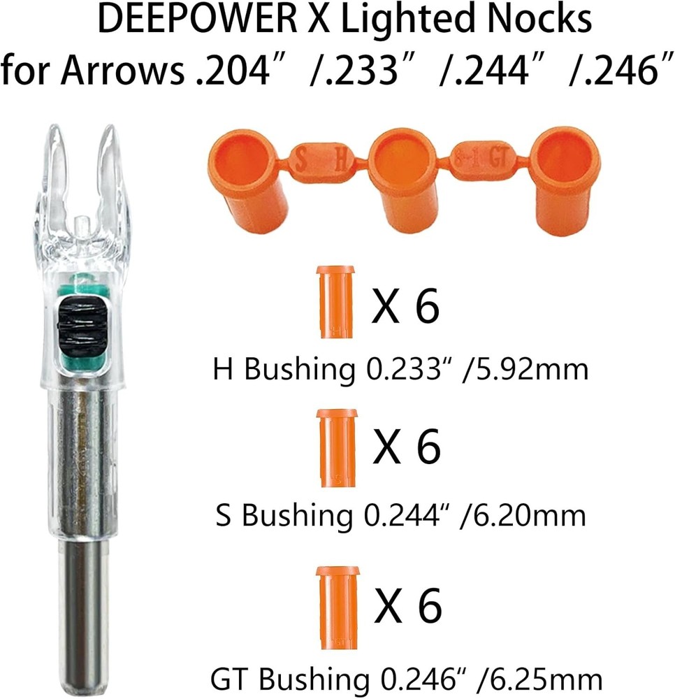High Visibility Lighted Nocks for Arrows - Universal Fit with On/Off Switch (...