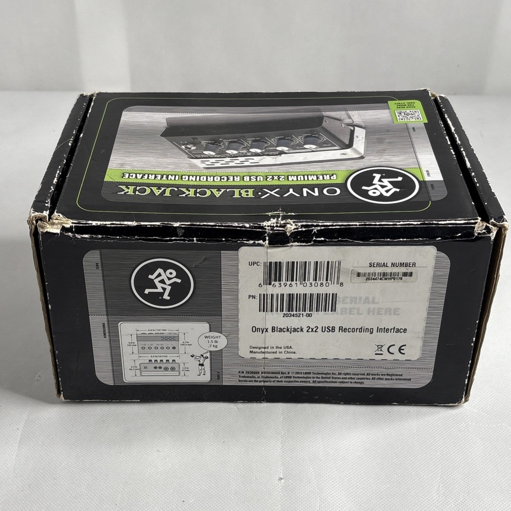 Mackie Onyx Blackjack Premium 2x2 USB Recording Interface With Box