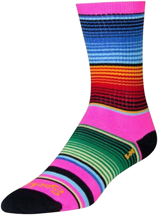 SockGuy Siesta Crew Socks - Small/Medium Pink/Multi-Color