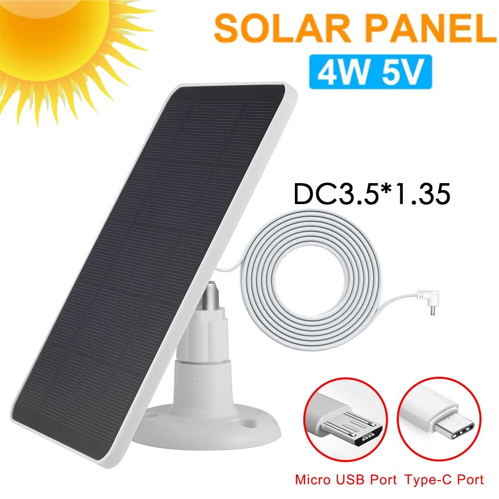 4W Universal Solar Panel for Ring Stick Up Spotlight Camera Battery 10ft Cable