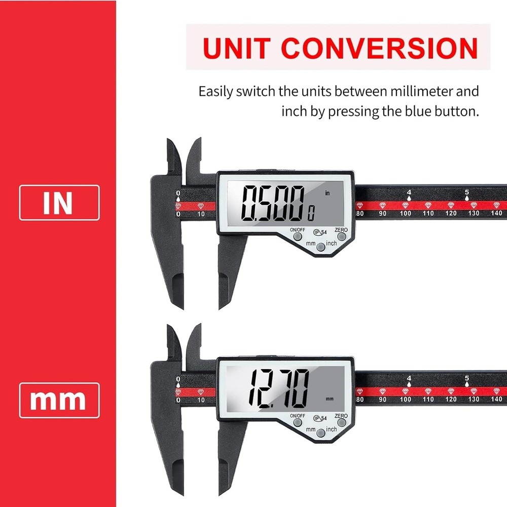 Precision 0-6" Electronic Caliper - Includes Spare Battery & LCD Display