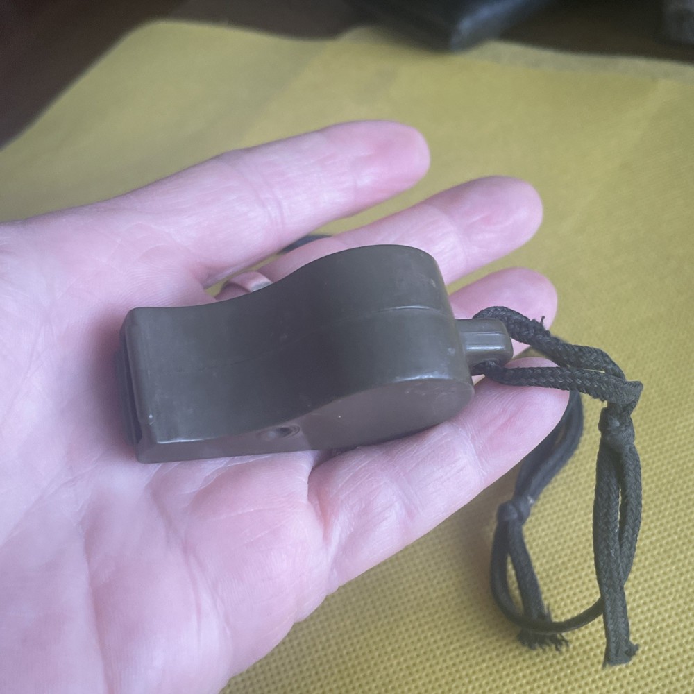 Vintage WW2 U.S. Era OD Green Plastic Whistle Works!