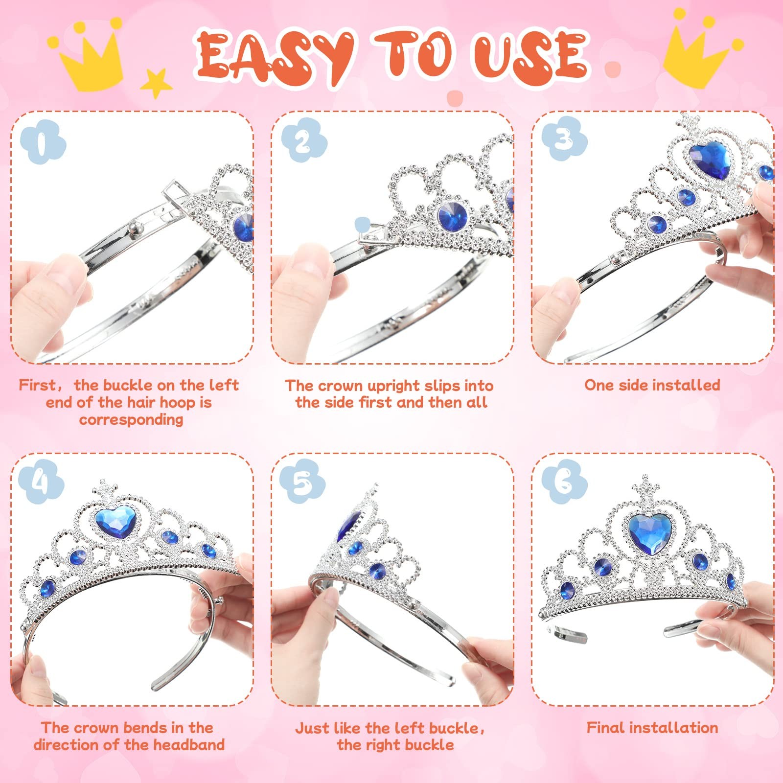Hinly 30 Pcs Princess Crown Set Tiaras for as shown in pictures, Multicolor
