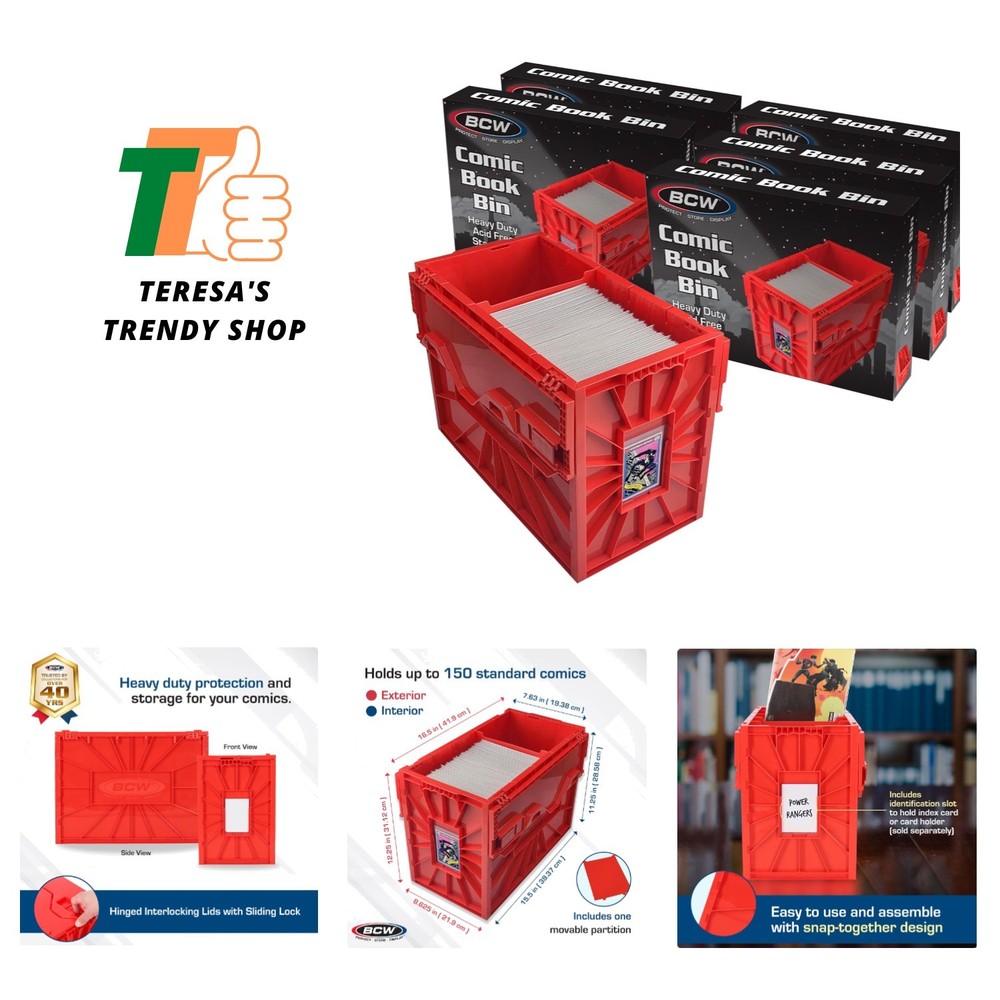 Short Comic Book Bin | Holds 150 Comics | Stackable Plastic Storage | Acid-Fr...