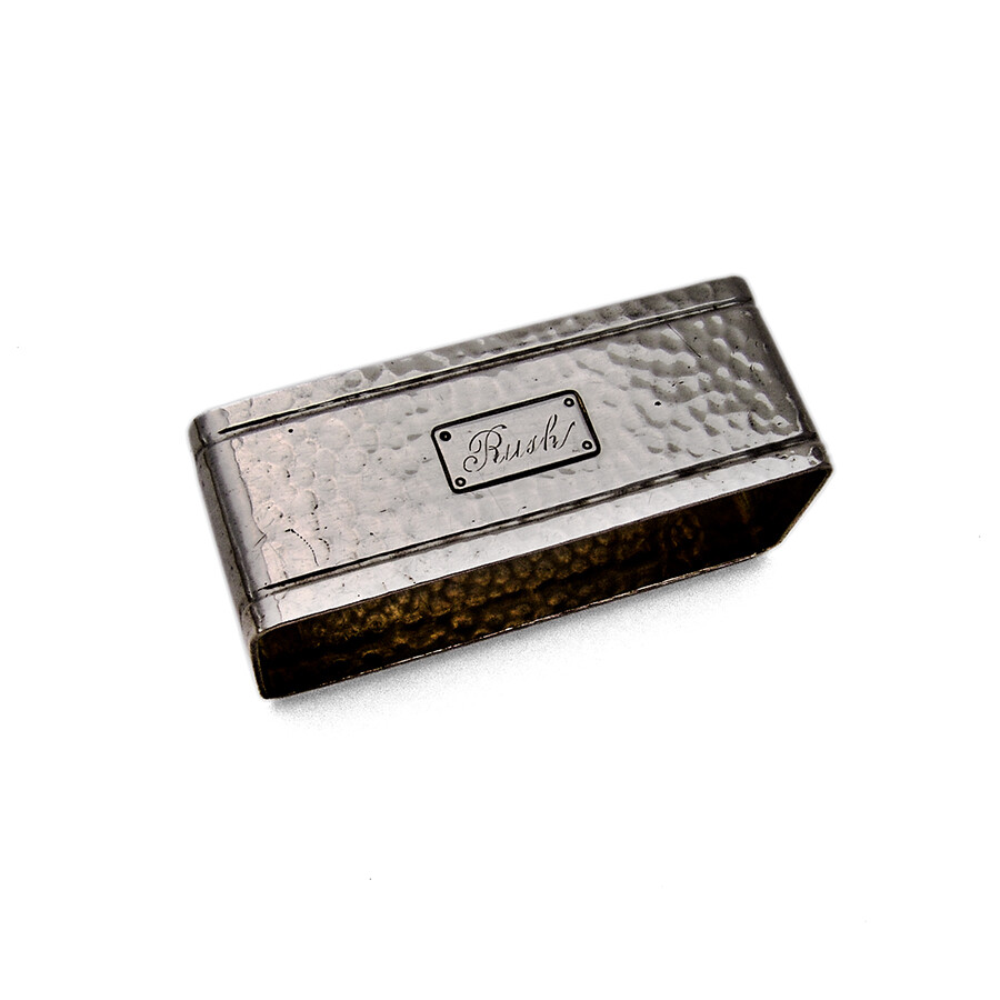 Hammered Rectangle Napkin Ring Watrous Sterling Silver Inscribed
