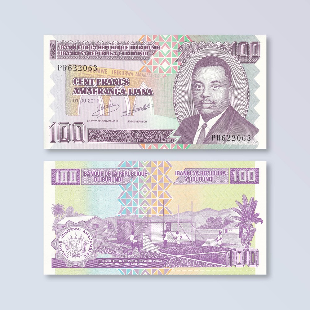 Burundi 100 Francs, 2011, B231b, P44b, UNC