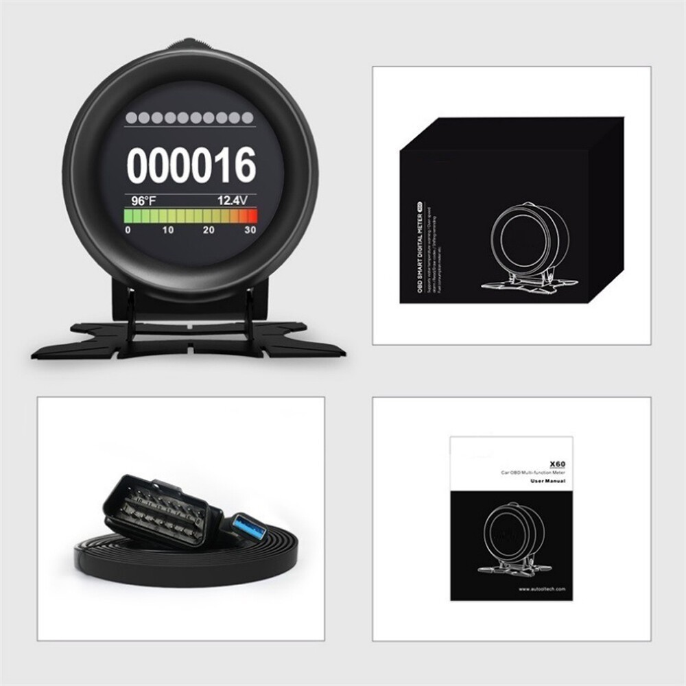 Car HUD Computer OBD2 Digital Speedometer & Water Temperature Indicator Display