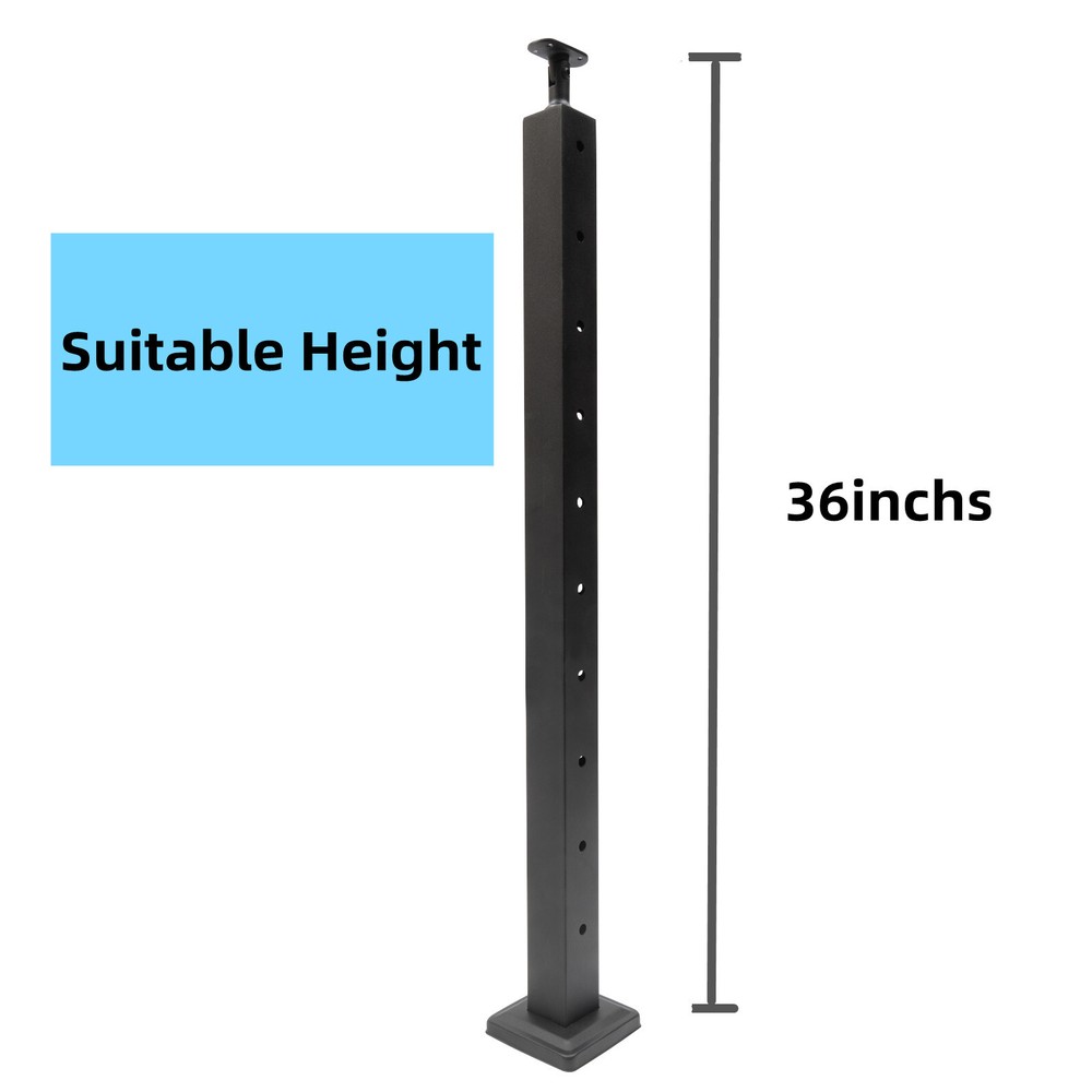 Cable Railing Post Corner Post 36''x2''x2'' Stainless Steel Pre-drilled Posts