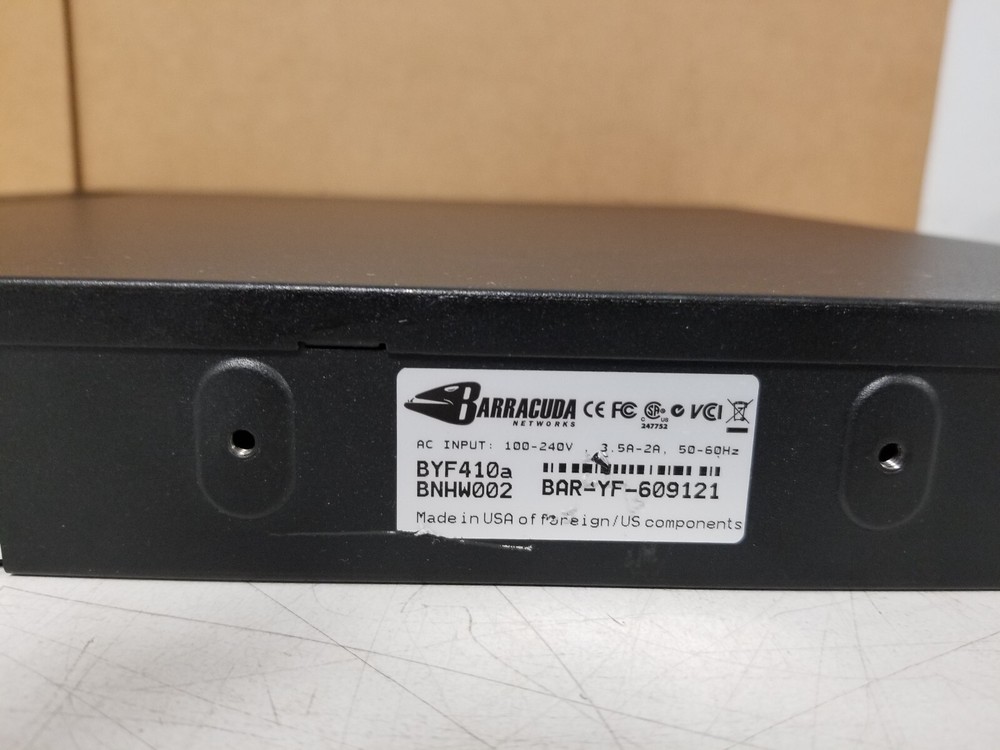 Barracuda Web Filter 410 Firewall System Network Ethernet W/EARS #J889