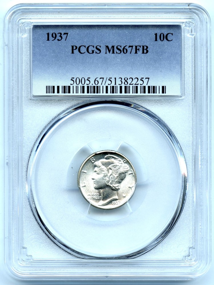 1937 Mercury Dime, PCGS MS67FB