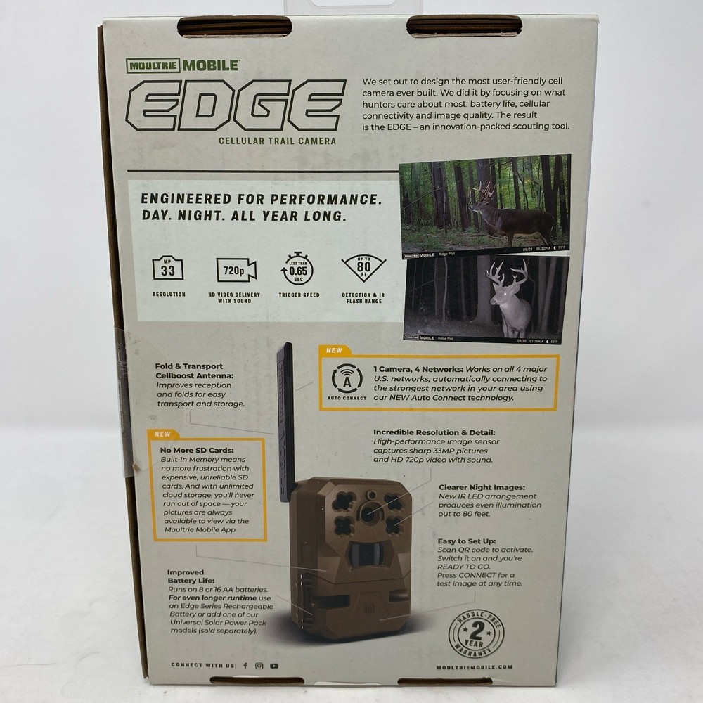 Moultrie Mobile EDGE Cellular Trail Camera Tan 33MP 720p 80ft