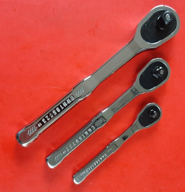 NEW CRAFTSMAN 3 Piece FULL POLISH Thin Low Profile 72T Ratchet Set 1/4 3/8" 1/2"
