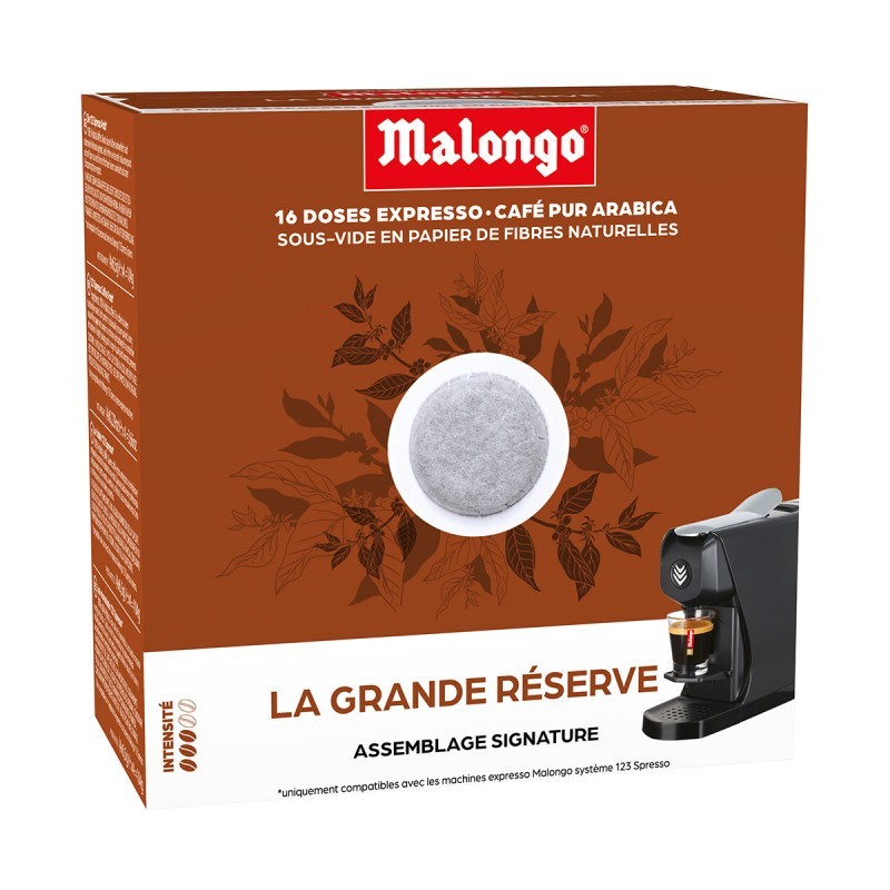 Malongo eOh Coffee Capsule Machine, Black + 80 Gran Reserve Pads