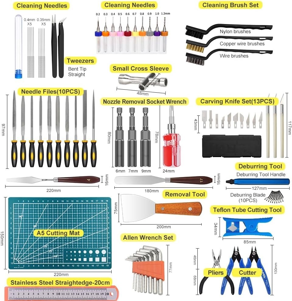 3D Printer Tool Kit with Case Deburring Nozzle Cleaning Cutter Wrench Set