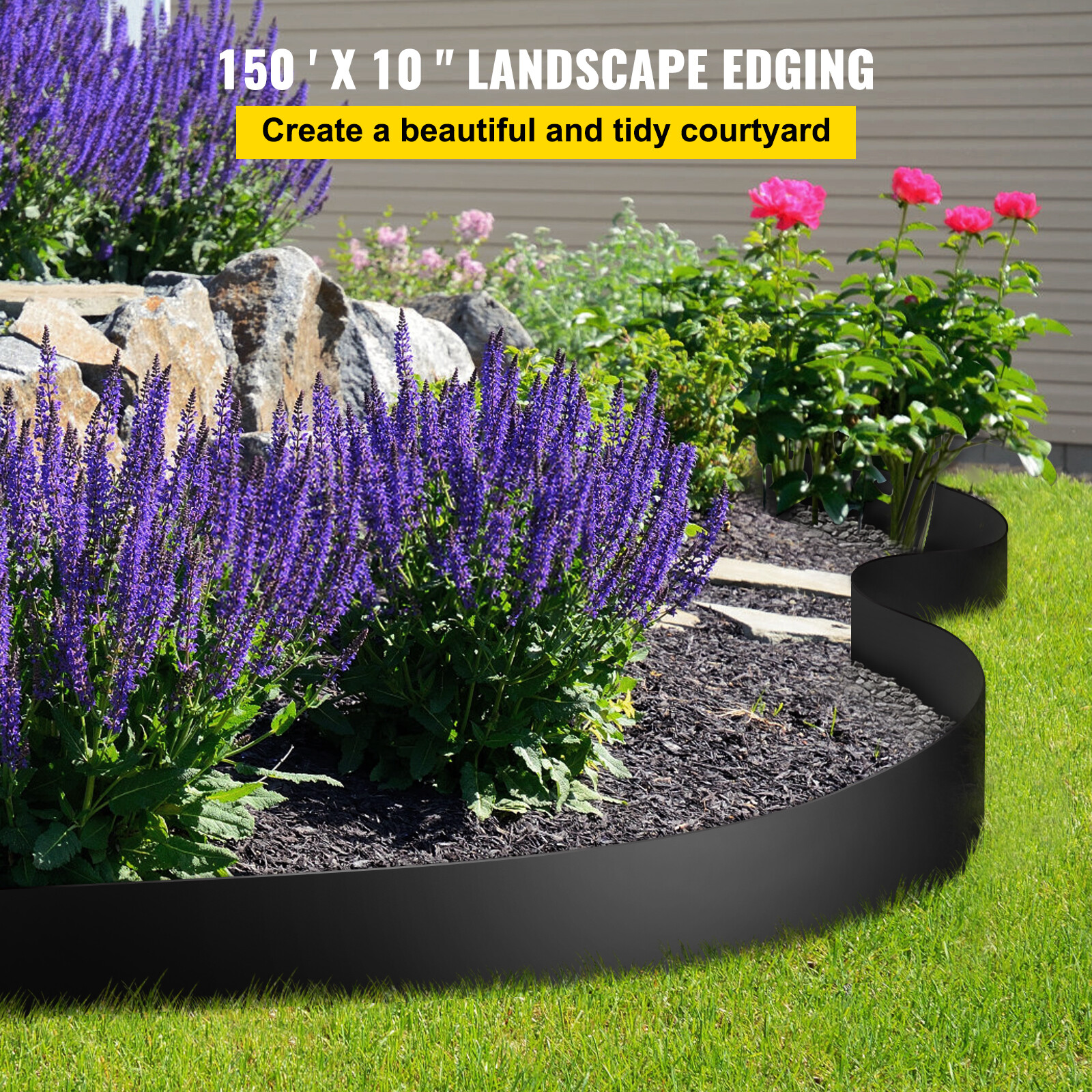 VEVOR Landscape Edging Terrace Board 150 ft x 10 inch Lawn Garden Border No Dig