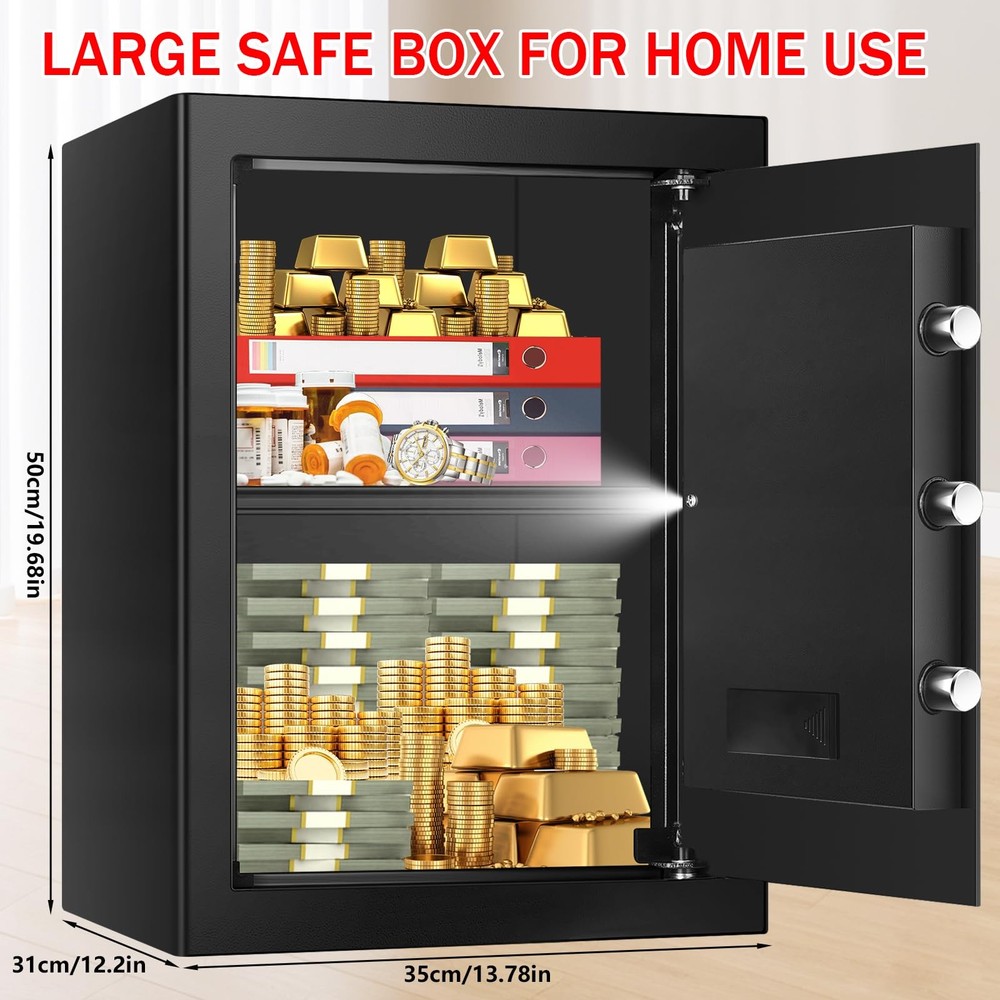 3.4 Cub Large Home Safe Fireproof Waterproof, Digital Security Fireproof Safe...