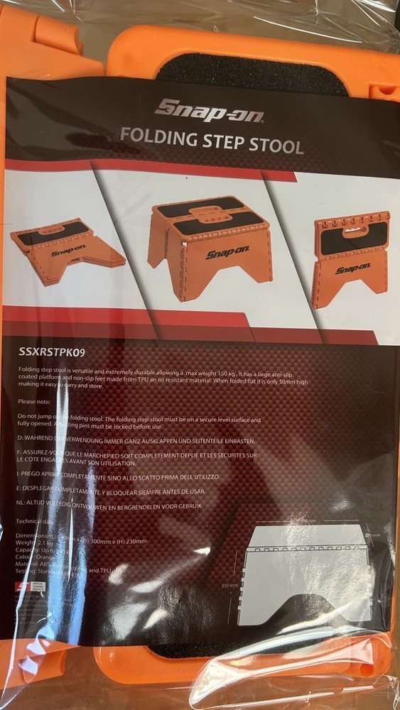 Snap On Folding Step / Stool In Orange NEW