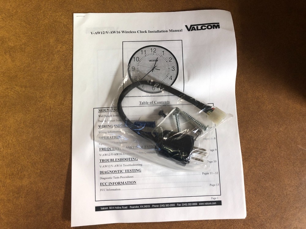 Valcom V-AW11012 12" Round Wireless Clock Black Surface Mount
