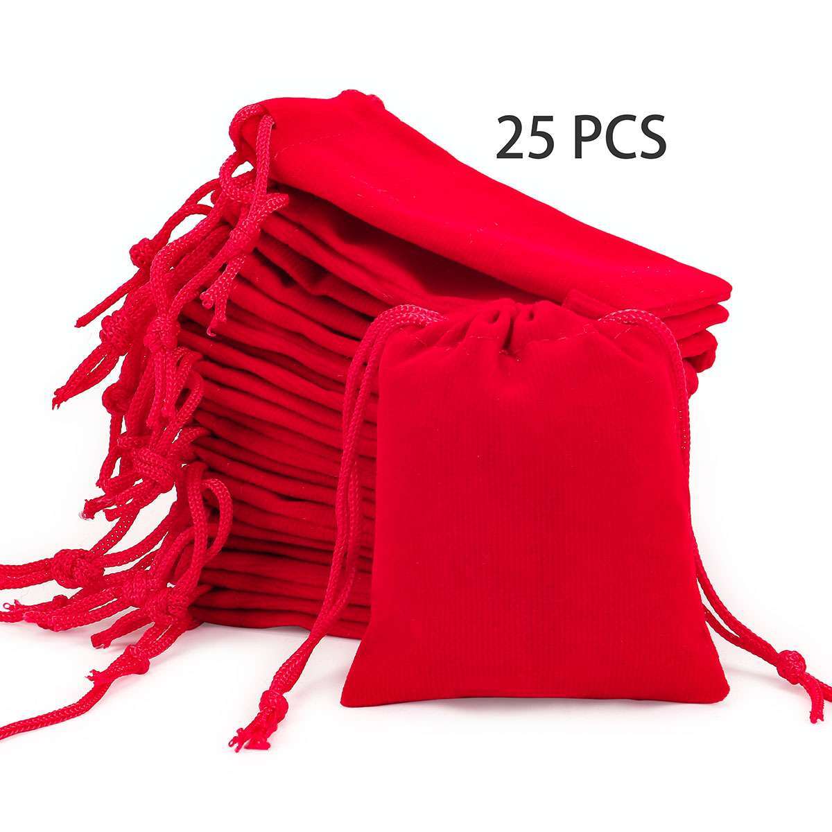 25/50Pcs Velvet Drawstring Gift Pouches Ring Jewelry Bag 2.8*3.5in/3.9*5.9in