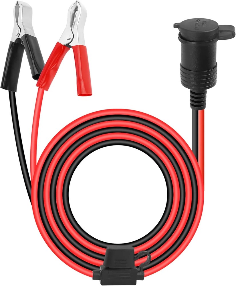 12V Cigarette Lighter Socket Replacement with 5Ft Extension Cord & Battery Allig