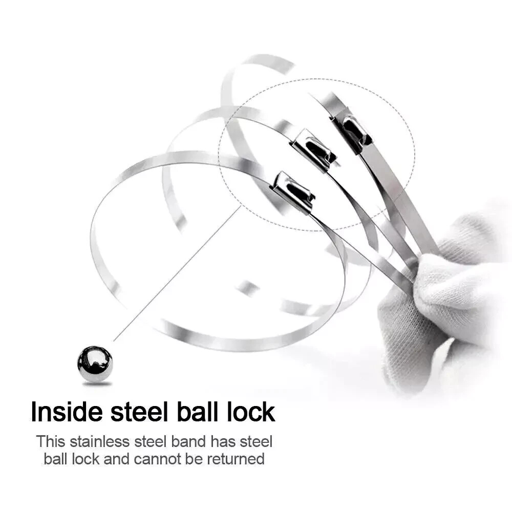 Metal Zip Ties 304 Stainless Steel Heavy Duty Cable 198-400lb 8" 12" 18 24" 36"