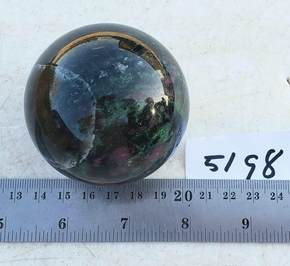 Fluorescent Ruby in Zoisite 64mm Sphere Collection Metaphysical or Decor 5198