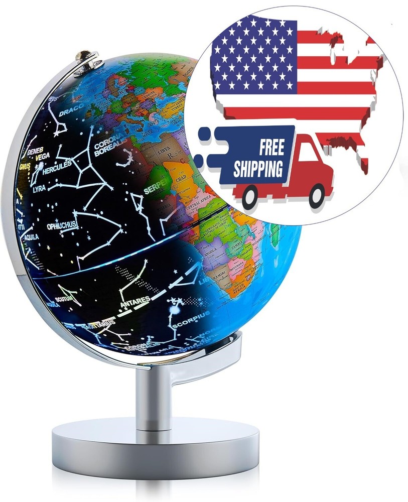 Globos terráqueos con soporte, mapa de constelaciones y LED integrado, US NUEVO