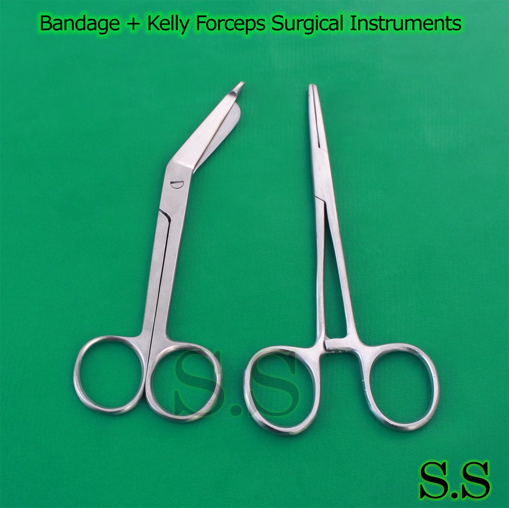 Bandage + Kelly Forceps Surgical Instruments