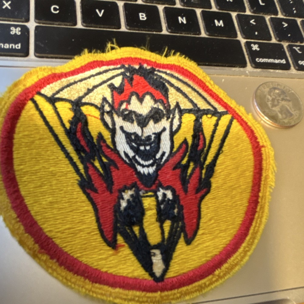 Air Force Militaria Embroidered Patch Parachute Devil Yellow Red