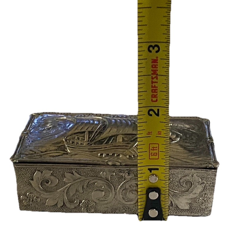 VTG Continental New York Silver Plated Ship Cigarette/Trinket Box Occupied Japan