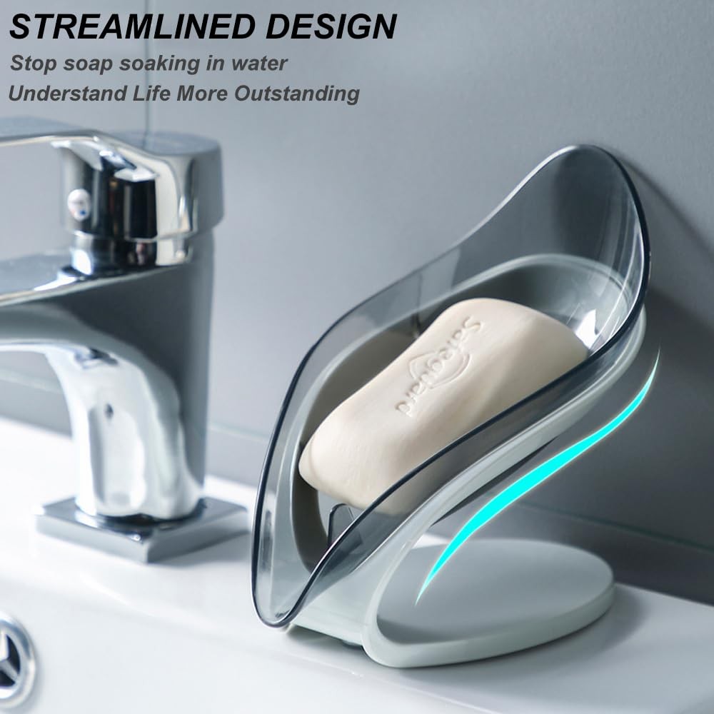 2pcs Self Draining Soap Holdersuction Cup Soap Dishshower Soap Bar Holderleaf Sh
