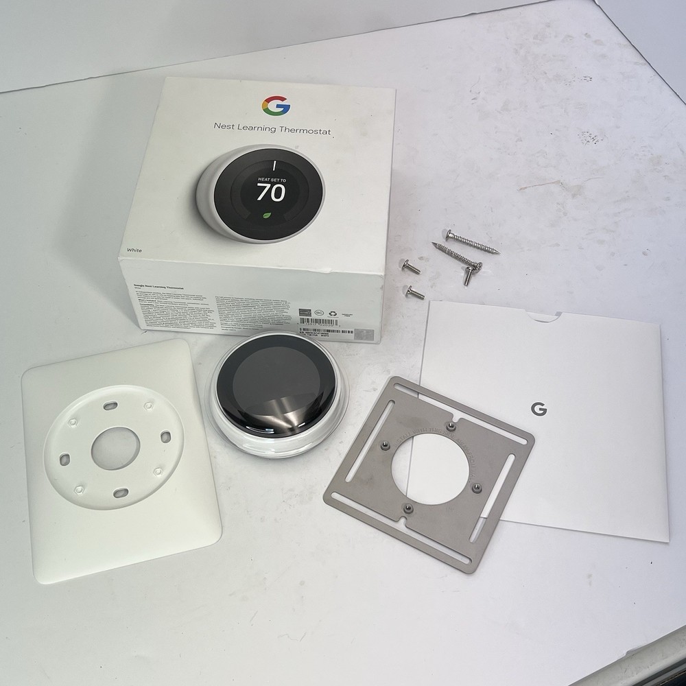 Google Nest Learning Thermostat 3rd Gen White Programmable Smart Wi-Fi T3017US