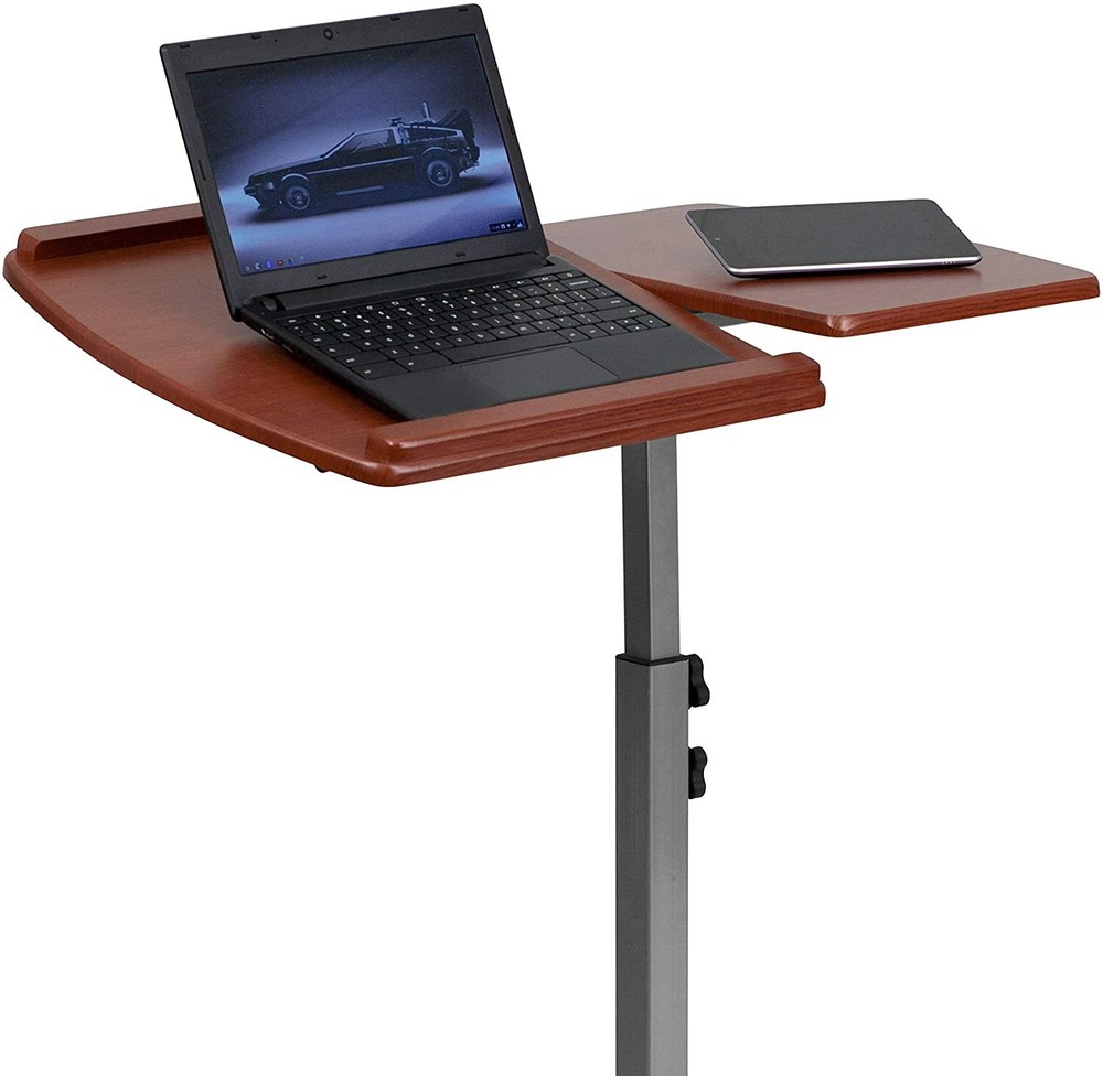 Cherry Laptop Rolling Desk Table Stand Notebook Computer Mobile Portable Cart