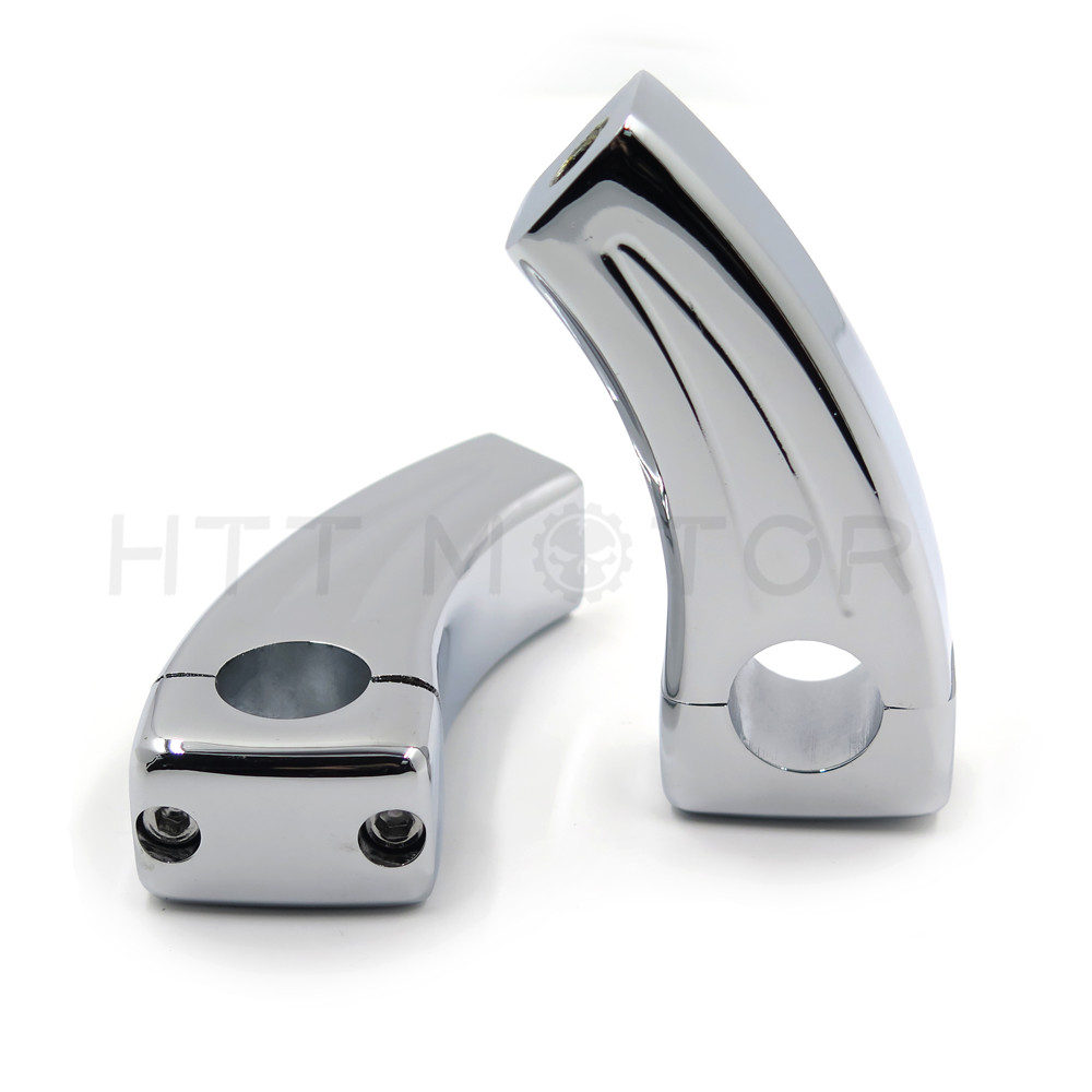 Pair 3.5 " Tall Black 25mm 1" HANDLEBAR RISER PULL BACK RISER Bar Chrome