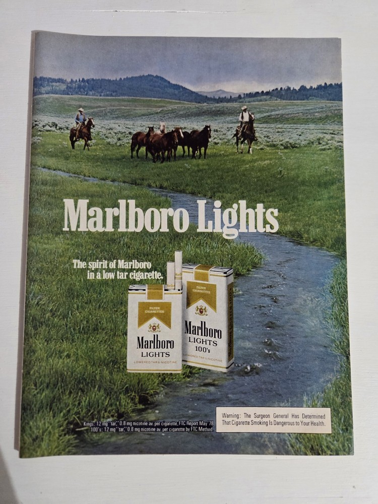 1979 vintage original print ad Marlboro Lights Cigarettes