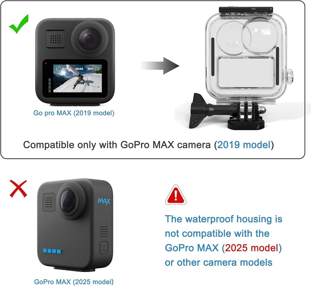 147FT/45M Touchscreen Waterproof Diving Case for Go Pro MAX Action Camera,Und...