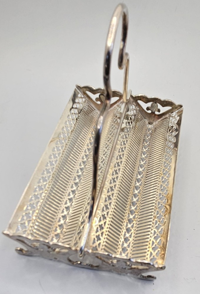 Silver Plated Biscuit Square Cracker Tray Double Sided Reticulated