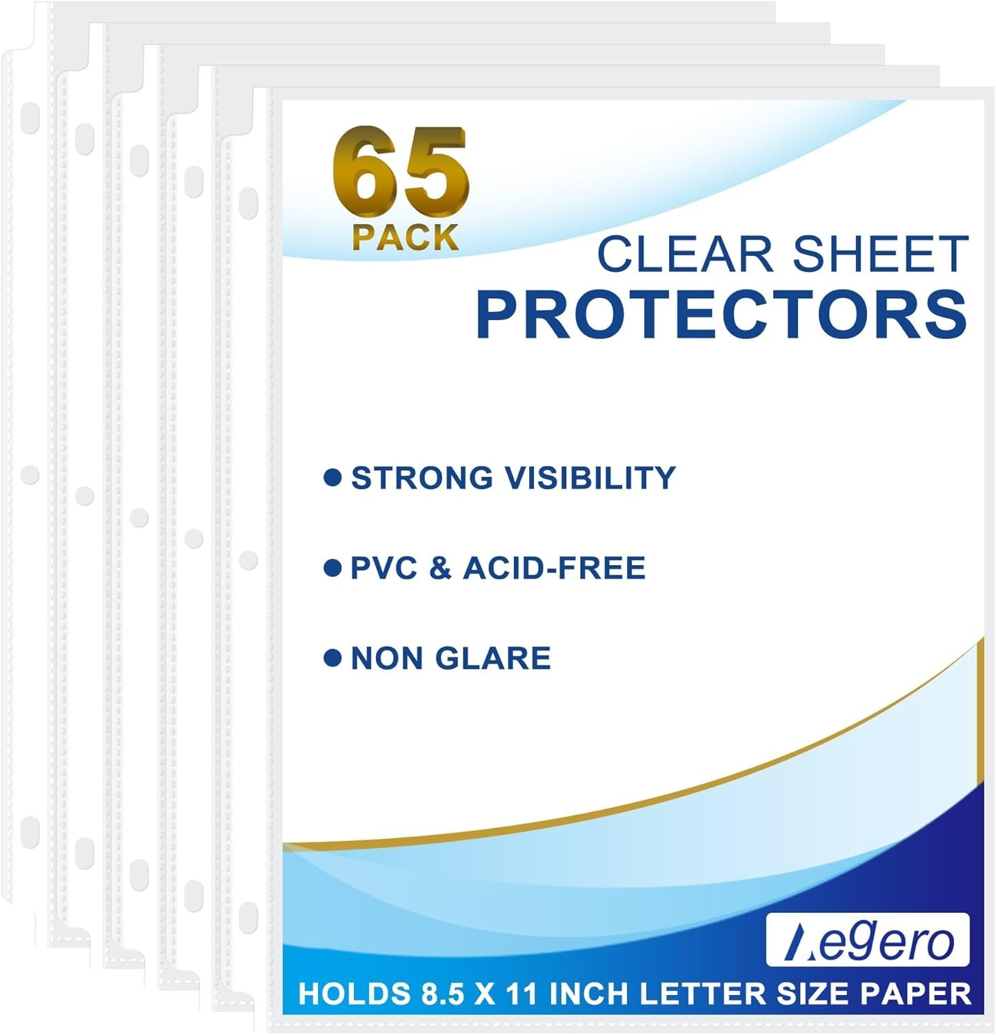 65 Pack Clear Sheet Protectors, 8.5 x 11 inch Page Protectors for 3 Ring Binder,