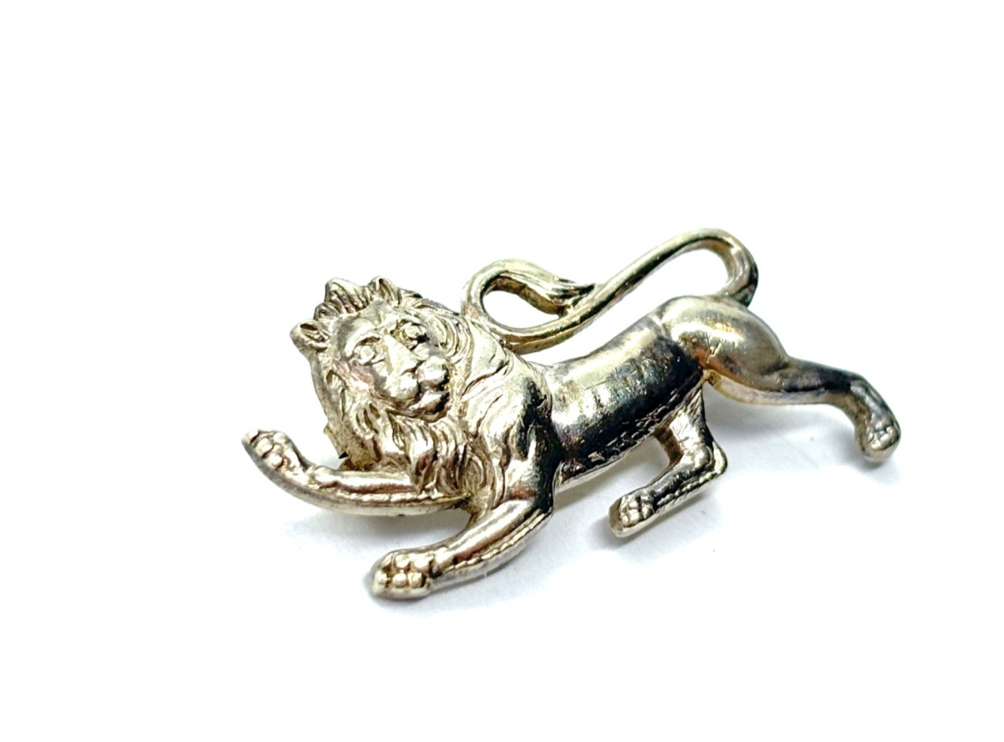 Small Antique FIRMIN Silver Rampant Lion Brooch