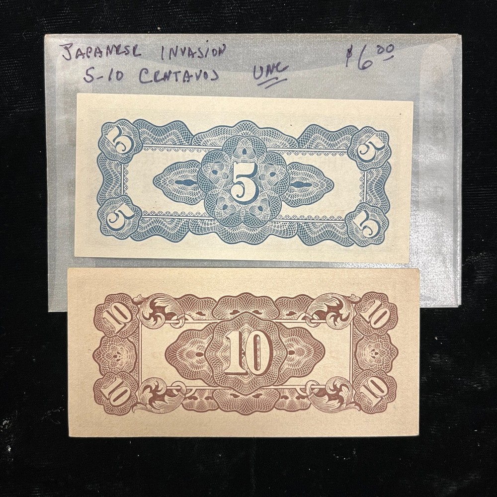 Japanese Invasion Notes 5 & 10 Centavo Uncirculated Notes