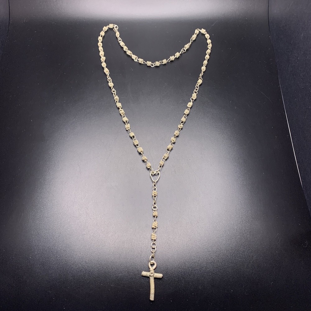 Wire Wrapped Design Rosary Silver Tone Christian Catholic