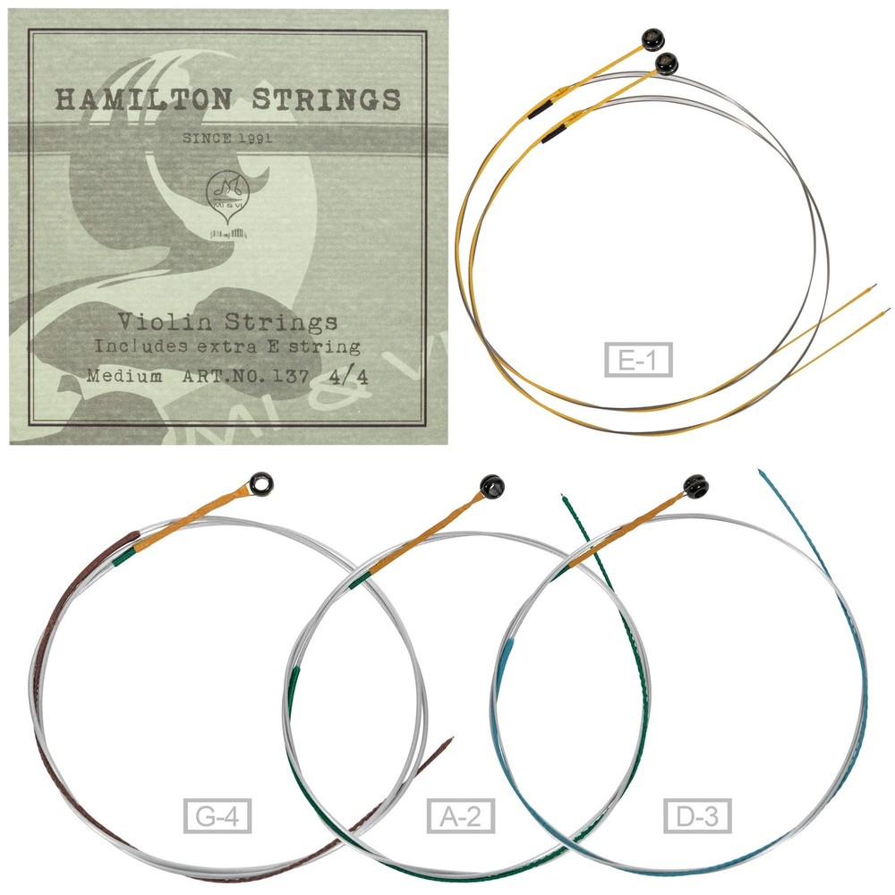 Hamilton Violin Strings 1/4 Full Set (GDAE) + Extra E - Germany Steel