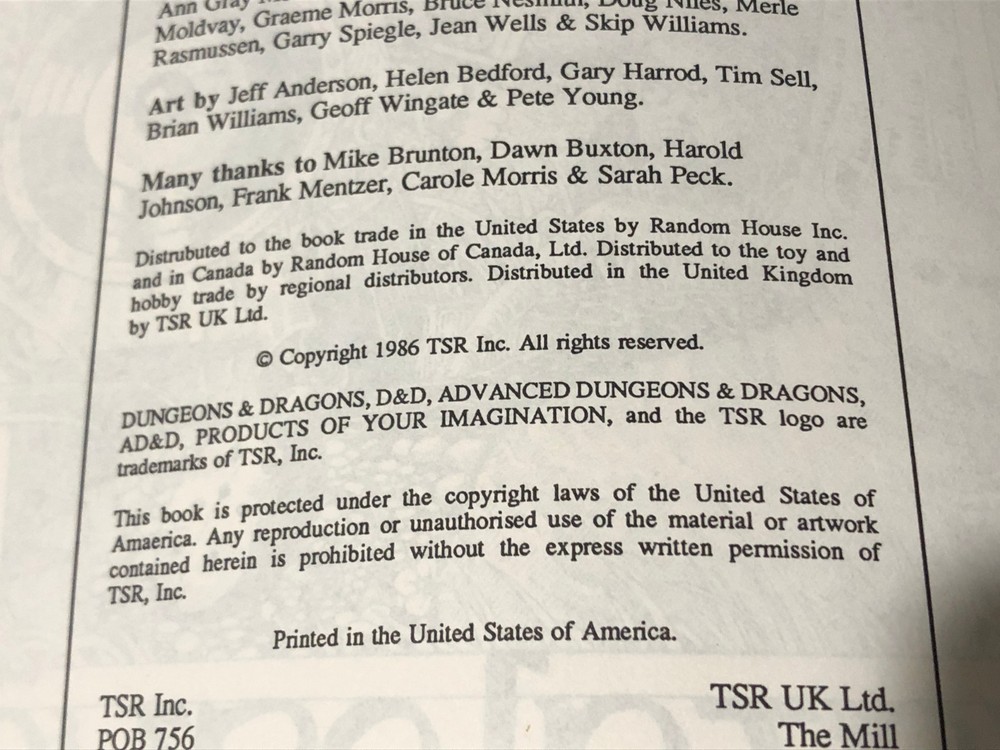 Dungeons Dragons Creature Catalogue 1986