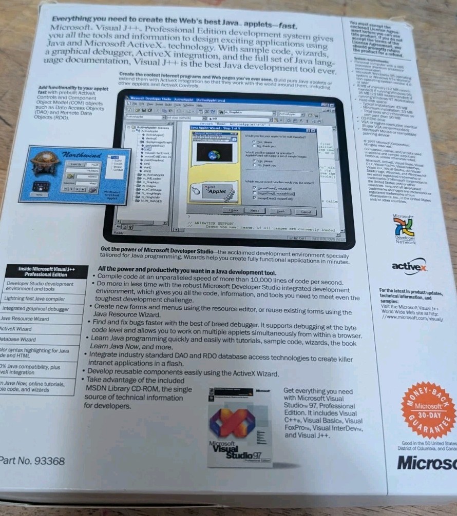 Microsoft Visual J++ Professional Edition Java Open Box CD-ROM