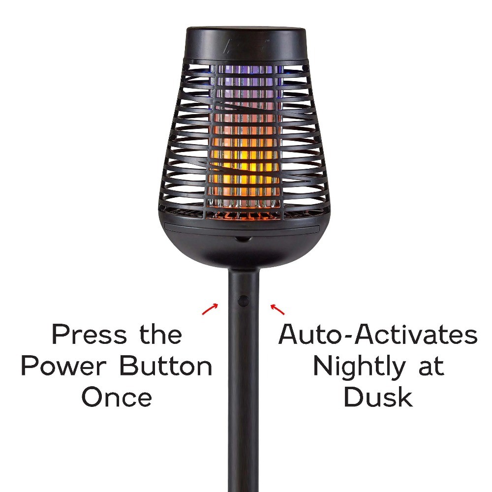 Solar Insect Killer Torch with LED Flame Effect, Black Torch