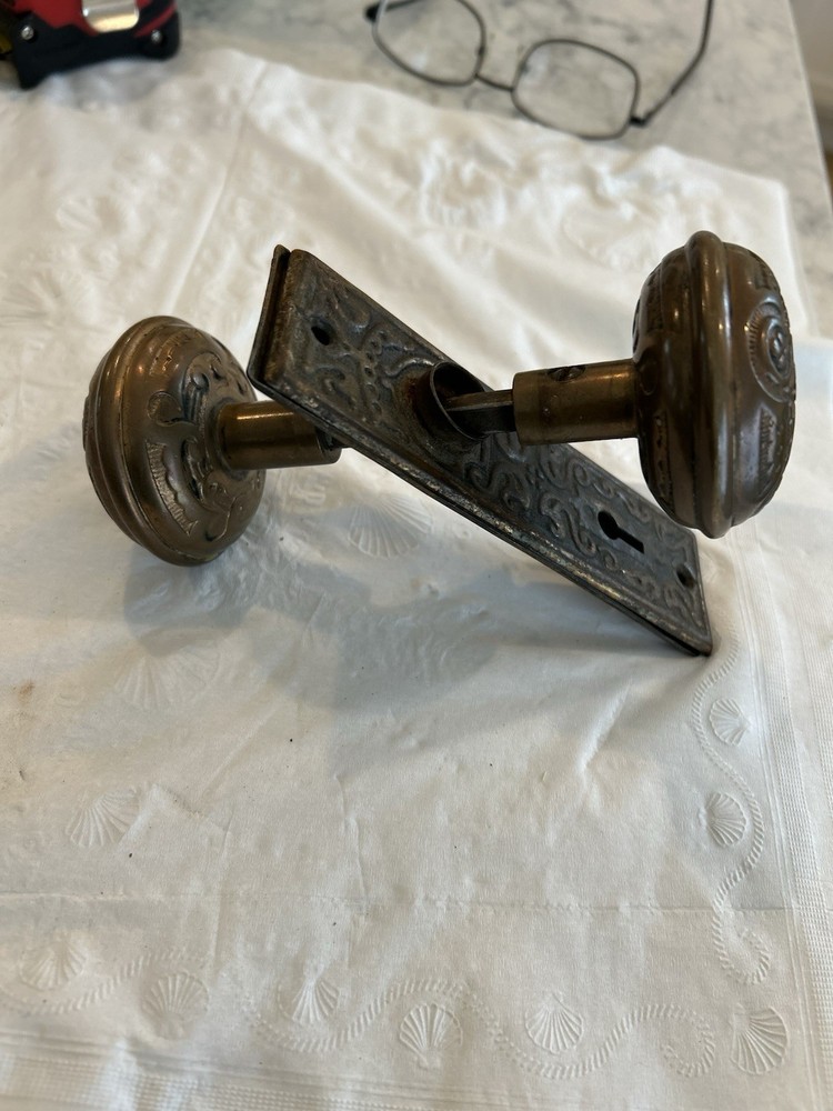 Antique Taylor & Boggis Foundry Antique ~1885 Door Knobs Solid Brass Beautiful