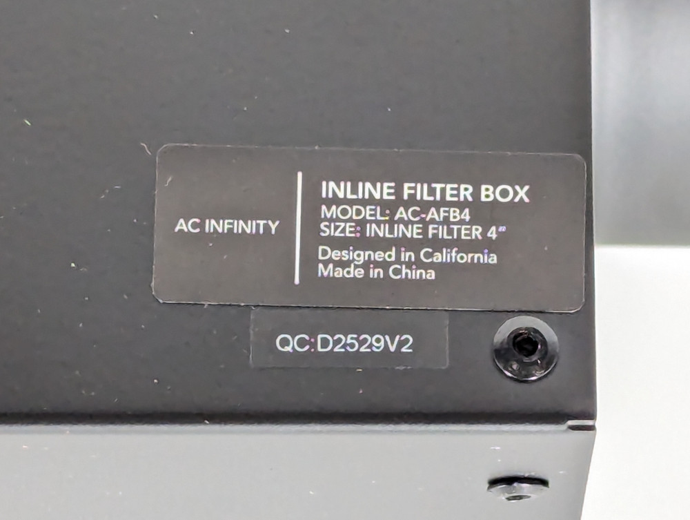 AC Infinity Inline Filter Box 4" w/ High Efficacy Filter (AC-AFB4) Black