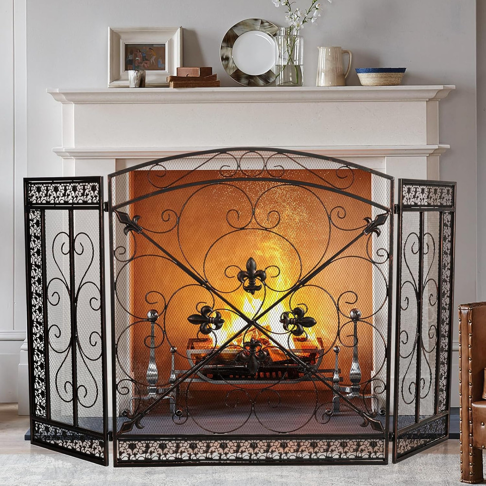3 Panel Fireplace Screen for Fireplace Gate Decorative Fireplace Screens Stand A