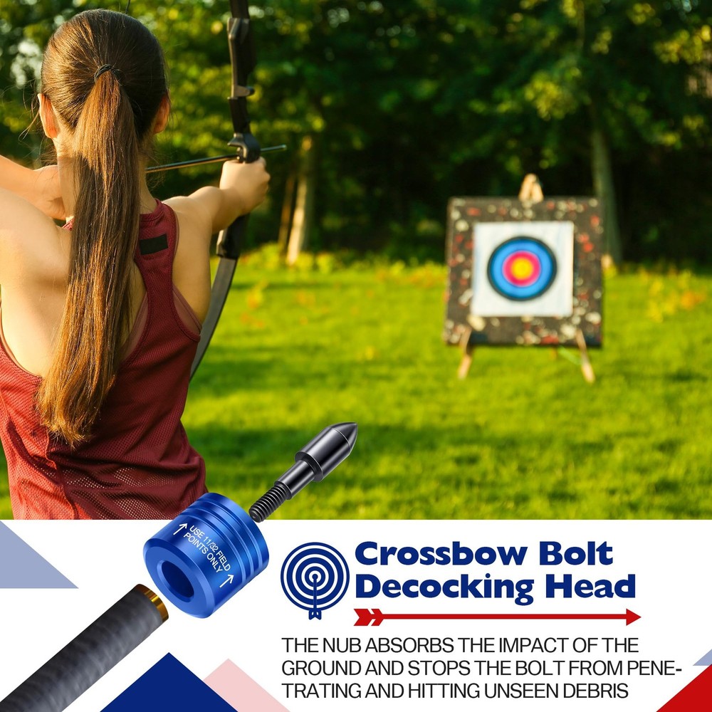 Feekoon 2 Pack Crossbow Bolt Decocking Head, Point Blue